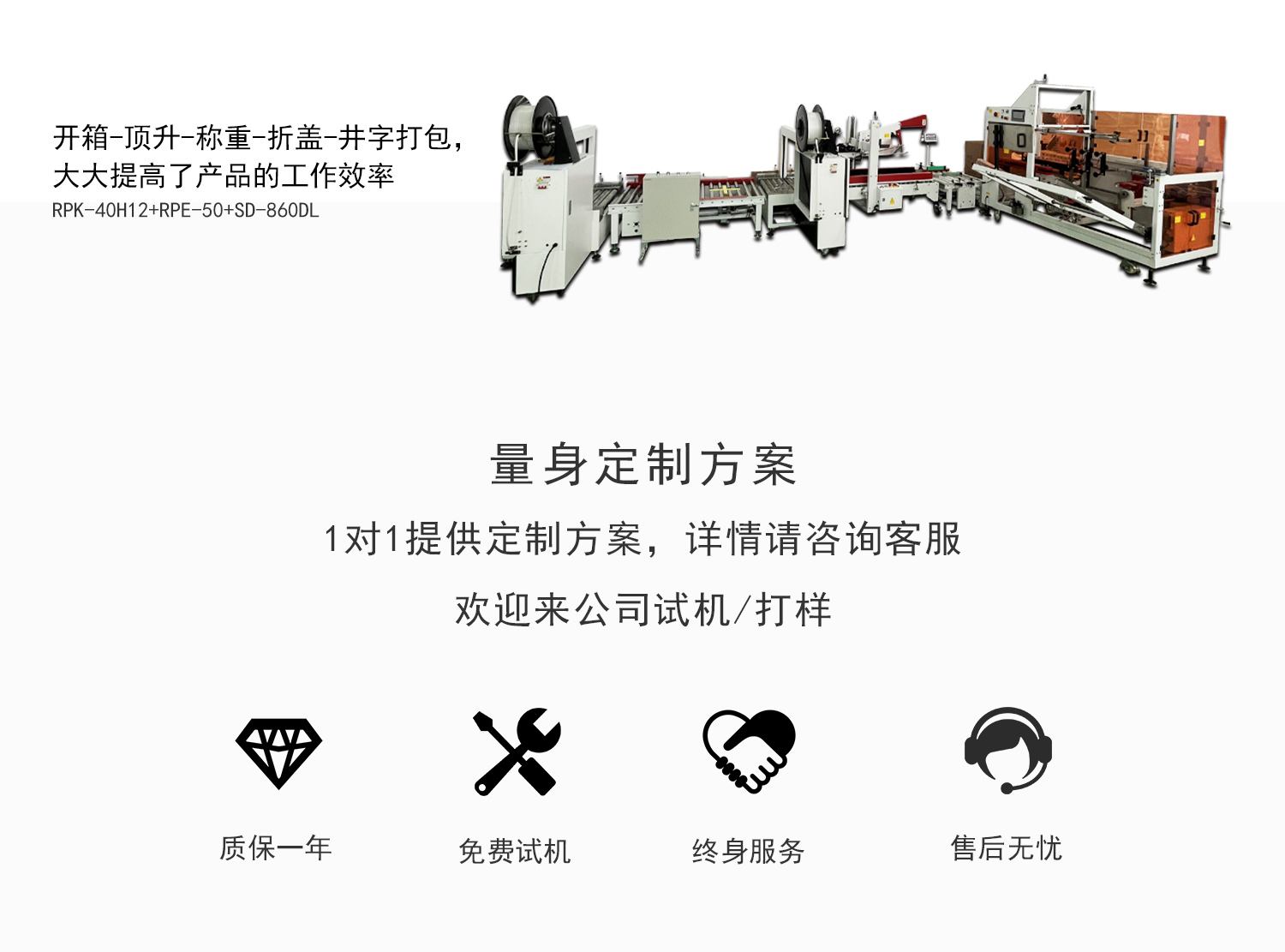 开箱称重折盖井字形打包流水线细节图